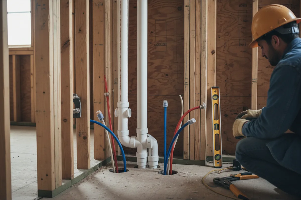 Drain and supply rough-in during Garbage Disposal Repair in Forest City